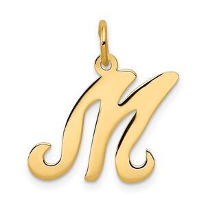 14k Yellow Gold, Sophia Collection, Small Script Initial M Pendant
